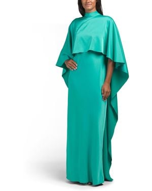 TJ Maxx Abigail Satin Dress With Cape For Polyester - Green