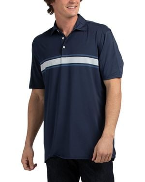 TJ Maxx Short Sleeve Driver Brenton Chest Stripe Polo For Spandex/Polyester - Blue