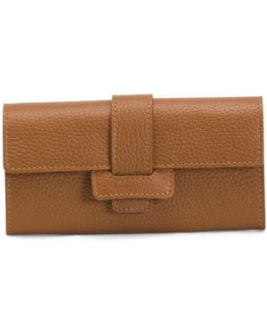 TJ Maxx Leather Half Flap Tab Wallet, Leather - Brown