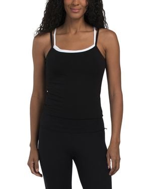 TJ Maxx Chelsea Double Layer Bra Tank For Spandex/Cotton - Black
