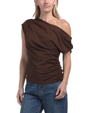TJ Maxx Drapey Double Knit One Shoulder Side Top For Nylon/Spandex/Rayon - Brown