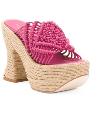 TJ Maxx Leather One Band Espadrille Wedge Sandals For - Pink