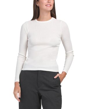 TJ Maxx Cashmere Blend Long Sleeve Crew Neck Top For Cotton/Polyester/Acrylic - White