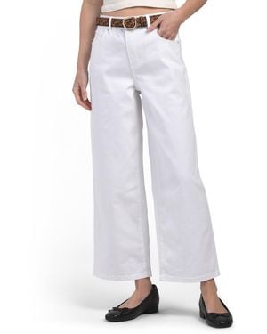 TJ Maxx High Rise Wide Leg Ankle Jeans With Cheetah Print Belt For Spandex/Cotton/Polyester - White