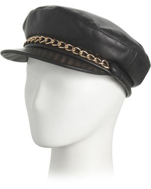 TJ Maxx Leather Marina Marine Cap With Tone Chain For Leather - Black