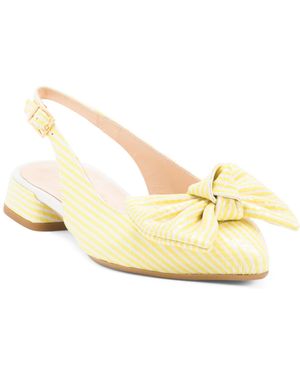 TJ Maxx Leather Slingback Heeled Shoes With Bow For Leather - Metallic