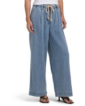 TJ Maxx Petite Ab Leisure Skyrise Pull On Wide Leg Jeans For Cotton - Blue