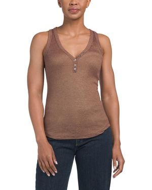 TJ Maxx Luna Henley Tank Top For Nylon/Cotton - Blue