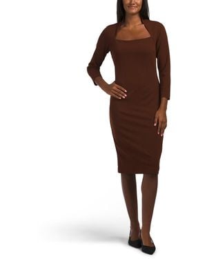TJ Maxx Square Neck Sheath Dress For Spandex/Polyester - Brown