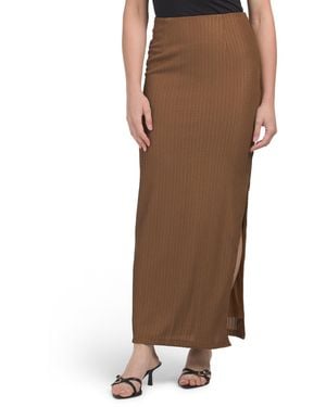 TJ Maxx Always Ready Side Split Maxi Skirt For Spandex/Polyester - Brown