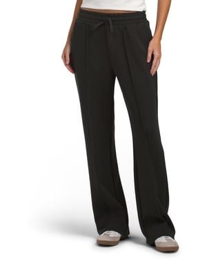 TJ Maxx Softlite Pintuck Wide Leg Pants With Drawcord And Pockets, Spandex/Modal/Polyester - Black
