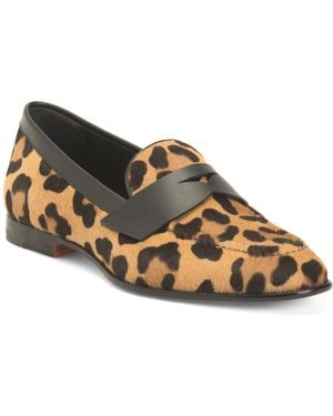 TJ Maxx Leather Animal Print Loafers For - Brown