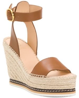 TJ Maxx Leather Espadrille Wedge Sandals For Leather - Natural