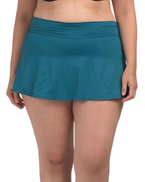 TJ Maxx Plus Soft Band Rock Swim Skirt, Nylon/Spandex - Blue