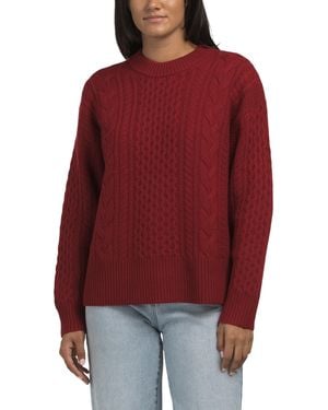 TJ Maxx Extrafine Merino Wool Cable Knit Pullover Sweater - Red