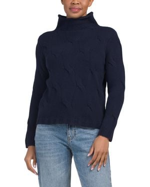 TJ Maxx Merino Wool Modern Cable Knit Pull Over Sweater - Blue