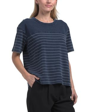 TJ Maxx Stripe Denim French Terry Nolan Stripe Short Sleeve T-Shirt For Spandex/Cotton/Polyester - Blue