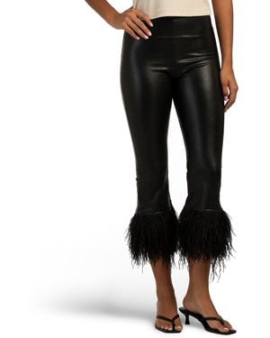 TJ Maxx Faux Leather Cropped Feather Leggings For Nylon/Leather/Viscose - Black