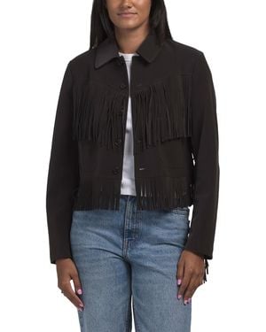 TJ Maxx Fringe Faux Leather Jacket For Polyester/Leather - Black