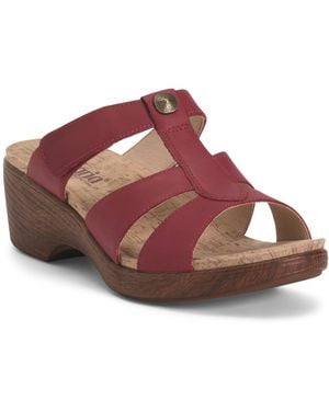 TJ Maxx Leather Shantal Comfort Heeled Sandals For - Red