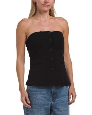 TJ Maxx Button Front Strapless Top For Spandex/Polyester - Black