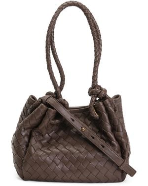 TJ Maxx Leather Kinsley Hand Woven Small Tote, Leather - Brown