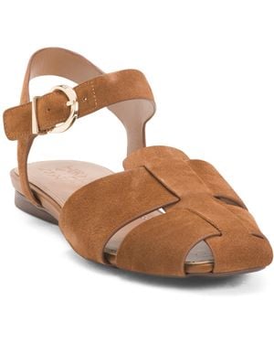 TJ Maxx Suede Cleo Casual Strappy Flats For /Suede - Brown