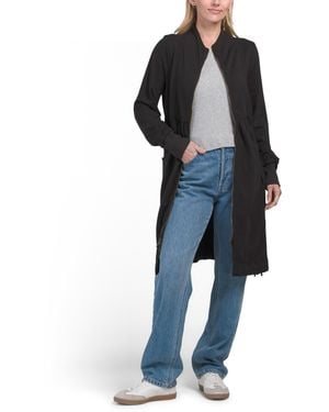 TJ Maxx Funnel Neck Long Coat, Spandex/Cotton/Rayon - Black
