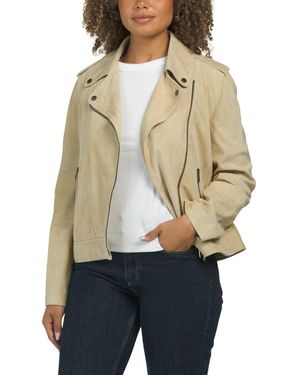TJ Maxx Suede Notch Collar Jacket For - Natural