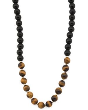 TJ Maxx 14Kt Tiger Eye And Onyx Ombre Bead Necklace - Metallic