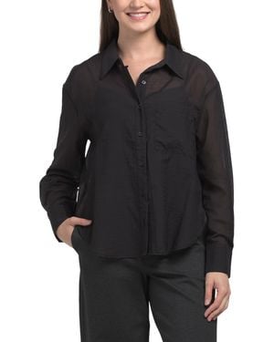 TJ Maxx Sheer Long Sleeve Shirt For Nylon/Cotton - Black