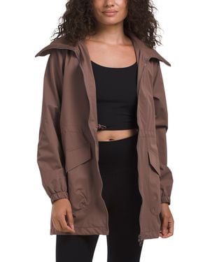 TJ Maxx Woven Mid Length Jacket With Contrast Collar, Polyester - Black