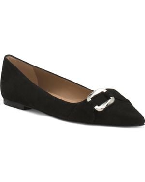 TJ Maxx Suede Ethel Oloid Pointed Toe Flats For Leather/Suede - Black