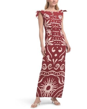 TJ Maxx Linen Blend Off The Shoulder Maxi Dress For Linen/Rayon - Red