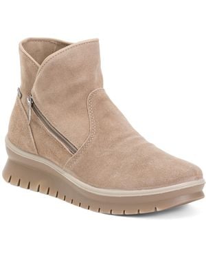 TJ Maxx Suede Boots With Side Zip For - Natural