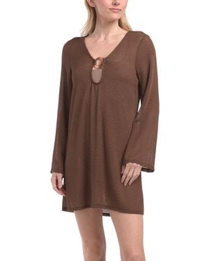 TJ Maxx Open Ring Mesh Cover-Up Tunic Dress For Nylon/Spandex - Brown