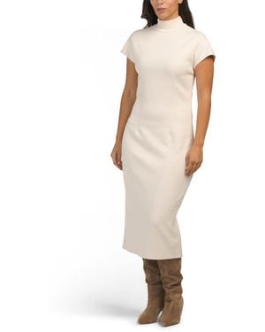 TJ Maxx Cap Sleeve High Neck Maxi Sweater Dress For Spandex/Polyester/Wool - White
