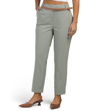 TJ Maxx Pull On Slim Fit Ankle Pants With Belt For Nylon/Spandex - Gray
