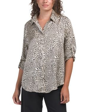 TJ Maxx Satin Button Down Shirt For Polyester - Gray