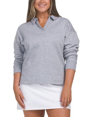TJ Maxx Polo Sweatshirt, Spandex/Cotton/Polyester - Gray