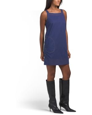 TJ Maxx Button Down Swing Mini Dress For Cotton - Blue