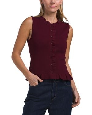 TJ Maxx Greer Ruffled Sleeveless Vest For Nylon/Rayon - Purple