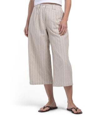 TJ Maxx Linen Blend Striped Cropped Pants For Cotton/Linen - Gray
