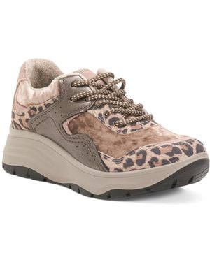 TJ Maxx Suede Sneakers With Leather Detail For Leather/Suede - Pink