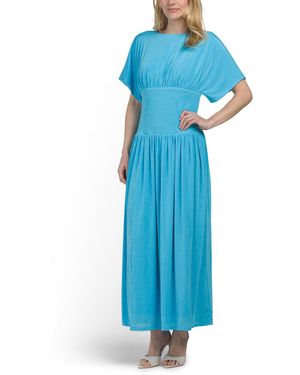 tj maxx blue dress T.J. Maxx Linen Sweetheart Flared Ruffle Dress Navy S