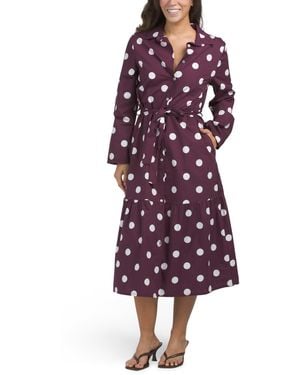 TJ Maxx Long Sleeve Polka Dot Maxi Dress For Cotton - Purple