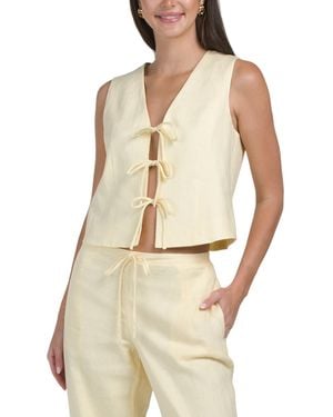 TJ Maxx Linen Vest With Bow Tie Front, Cotton/Linen - White