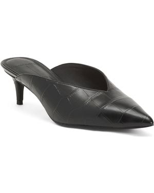 TJ Maxx Leather Pointy Toe Asymmetrical Kitten Heels For - Black