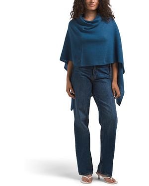 TJ Maxx Cashmere Cowl Neck Poncho For - Blue