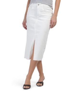TJ Maxx Front Slit Denim Midi Skirt For Spandex/Cotton/Polyester - White